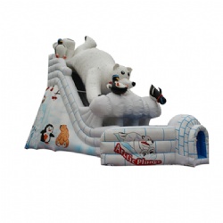 White Bear Inflatable Slide For Amusement Park