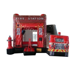 Fire Fighting Truck Combo Inflatable Castle with Slide